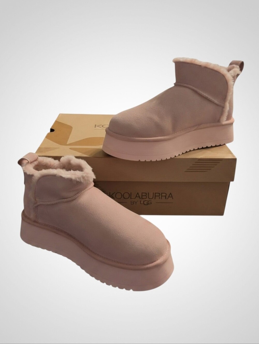 🎀👢BRAND NEW IN BOX Koolaburra Blush Pink Faux-Shearling Platform Slippers
